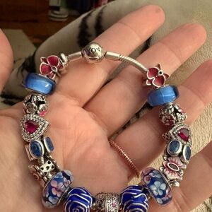 Pandora  Blue and Silver Charm Bracelet